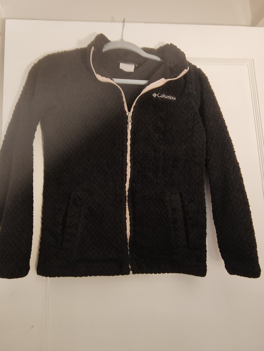 Columbia Girls M 10/12 Fire Side Sherpa Jacket Black Full Zip Fleece Cozy